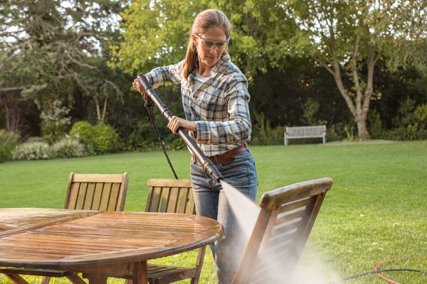 Poer washing wooden seats and tables
