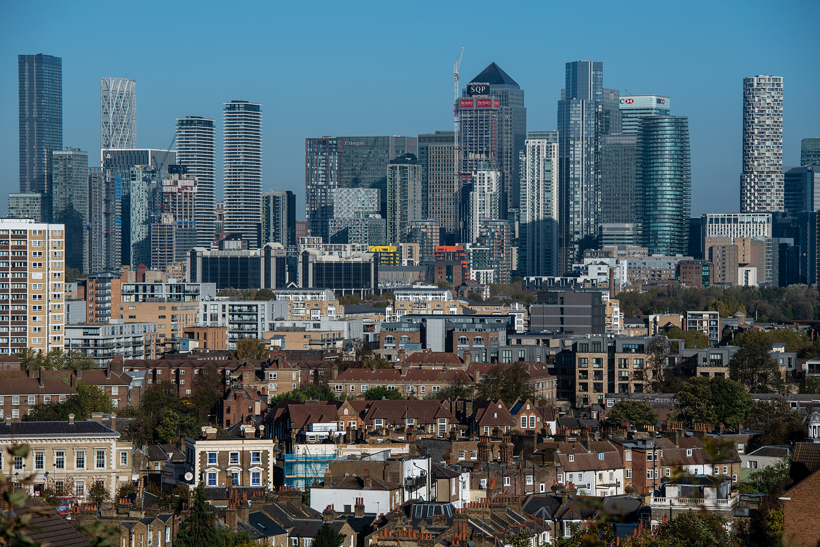 Ariel view of Tower Hamlets, London